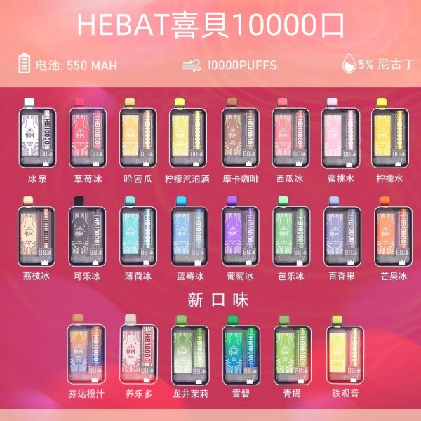 喜貝HEBAT10000口 拋棄式電子煙 喜貝一次性電子菸線上購買 新鮮日期 8/28